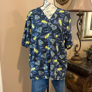 Justice League Scrub Batman Uniform Top Siz M